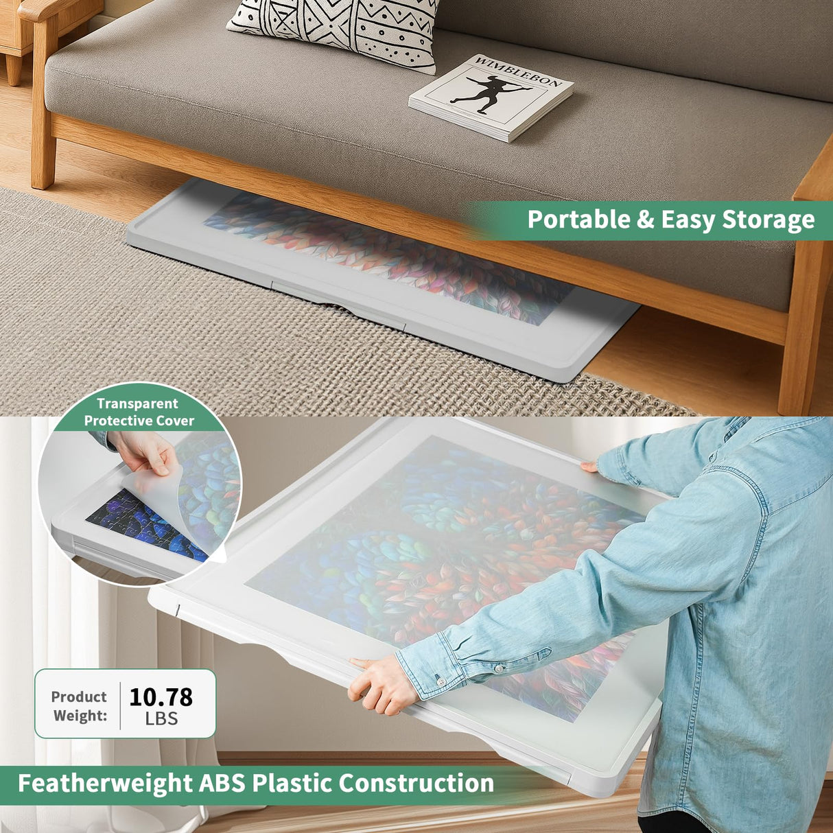 ALL4JIG 1500 Pieces Rotating Plastic Puzzle Board with 6 Sliding Drawers and Protective Cover, 360° Lazy Susan Design, 34.25"x26.38" Portable Spinning Puzzle Table for Adults, Ideal Gift for Mum ALL4JIG