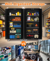 GarveeHome Metal Storage Cabinet 72" H with Wheels, Steel Tool Cabinet with Lock and 4 Adjustable Shelves and Lockable Rolling,Storage Organization for Home,Garage,Office GarveeHome