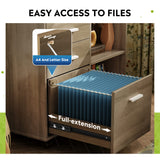 DEVAISE 3-Drawer Wood File Cabinet, Mobile Lateral Filing Cabinet, Printer Stand with Open Storage Shelves for Home Office, Gray Oak DEVAISE