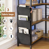 Itaar 5-Tier Convertible Corner Bookshelf with LED Light, Pegboard & Storage Bag in Rustic Brown Itaar