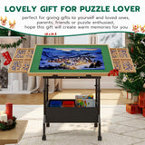 upvercy Large Puzzle Table with 2 Drawers for 300-1500 Piece Puzzles - Rolling Puzzle Table with Adjustable Height & Angle, Puzzle Board with Felt, Cover, Storage Drawer for Adults upvercy