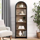 Modway Evie Modern Arched Narrow Bookcase in Black - 71 Inch Open Shelf Display Cabinet - Stylish 5-Tier Bookshelf for Living Room, Dining Room, or Home Office Modway