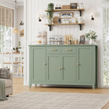 HORSTORS 55" Buffet Cabinet with Storage, Kitchen Buffet Sideboard with Drawers, Large Storage Cabinet with Doors and Shelves, Modern Farmhouse Coffee Bar for Kitchen, Dining Room, Living Room, Green HORSTORS