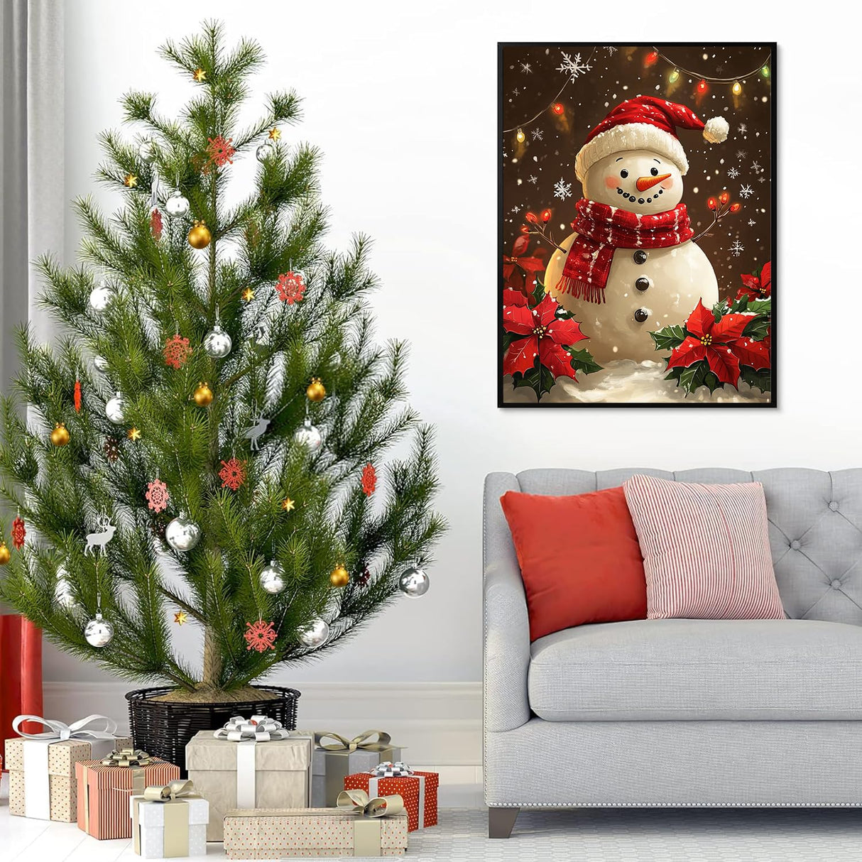 Christmas Paint by Numbers for Adult, Snowman Paint by Numbers Kit for Adults Beginners, DIY Christmas Acrylic Painting on Canvas for Home Wall Art Decor(16x20inch) Mandun