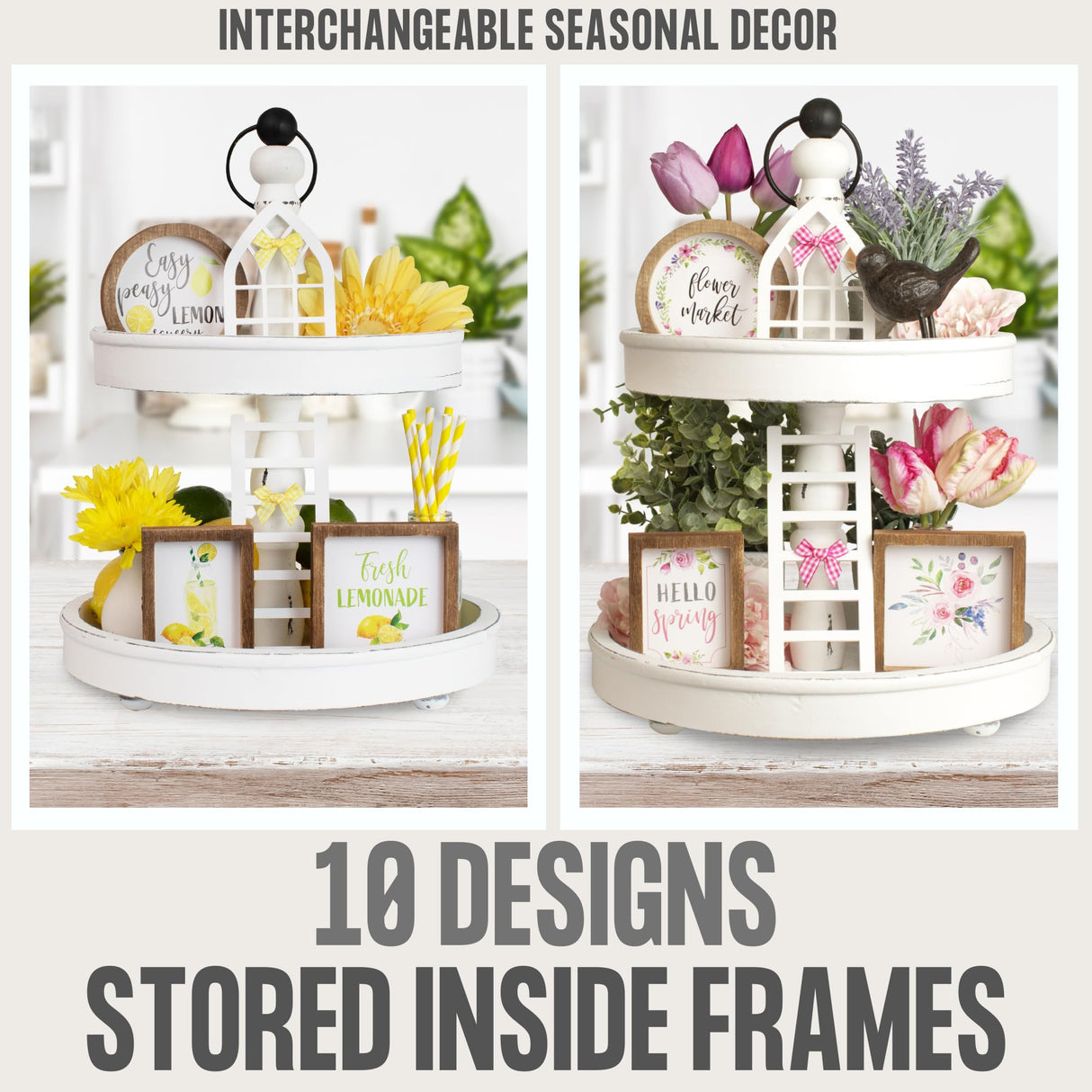 The Ultimate Farmhouse Fall Tiered Tray Decor Set - Beautiful Year Round Seasonal & Halloween Holiday Decoration Bundle - The Perfect Christmas Centerpiece Design for Home & Kitchen Decor KIBAGA