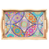 EWJRNSF Diamond Art Kits for Adults Wooden Serving Trays with Handles, 5D Diamond Painting Big Gem Arts and Craft Gifts Trays Decor Gift Home Decor 7.8x11.8 Inches Mandala A EWJRNSF