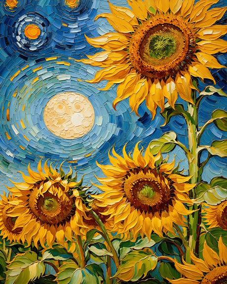 Sunflower Paint By Numbers Kit For Adults, Sunflowers Flower Adult Paint By Number Kits For Beginner Acrylic On Canvas Diy Oil Painting Adults' Paint-By-Number Kits Home Room Decor Gift 16x20 Inch ldazao