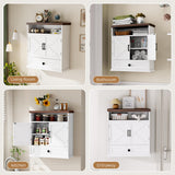Bathroom Wall Cabinet, Farmhouse Wall Mounted Medicine Cabinet with Drawer, Barn Doors and Adjustable Shelf, 25"H x 23.6"W x 9"D White Over Toilet Storage Cabinet for Kitchen, Laundry Room, Entryway Viroformo