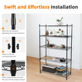 Elevon 5-Tier Storage Shelves, Adjustable Metal Wire Shelving Unit with Leveling Feet Heavy Duty Pantry Shelves Organizer Rack for Kitchen Garage Laundry Office Warehouse, 35"L x13.4"W x64.3"H, Black Elevon