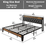 ANCOTOR King Size Bed Frame with Storage Headboard & Outlets – Sturdy, Noise-Free Design, Easy Assembly ANCTOR