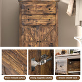 oneinmil Farmhouse Dresser with 2 Drawers, Tall Chest of Drawers Organizer, Rustic Tall Dresser 2 Chest of Drawers, Storage Organizer Dresser for Bedroom, Hallway, Living Room, Kids Room, Brown oneinmil