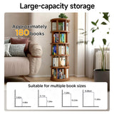 vie poetique Rotating Bookshelf Tower, Wooden, 5 Tier Vertical Rotate Turning Spiral Corner Organizer, 360° Rotating Book Tower, Ideal for Small Spaces, Living Rooms, Corners, Bedrooms (Rural, 5 Tier) vie poetique