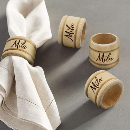 Custom Personalized Wooden Napkin Ring Holders for Home, Holidays, Party, Dinner (6) - WoodArtSupply