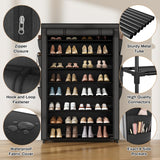 VILICK Shoe Rack with Cover, 8 Tier Tall Shoe Organizer Storage for 36-45 Pair Shoes and Boots Large Shoe Storage Shelf Free Standing Shoe Rack for Closet, Front Door Entrance, Dorm, Garage VILICK