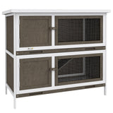 PawHut Wooden Bunny Rabbit Hutch, Small Animal Habitat with Ramp, Removable Tray & Weatherproof Roof, Indoor/Outdoor, Brown PawHut