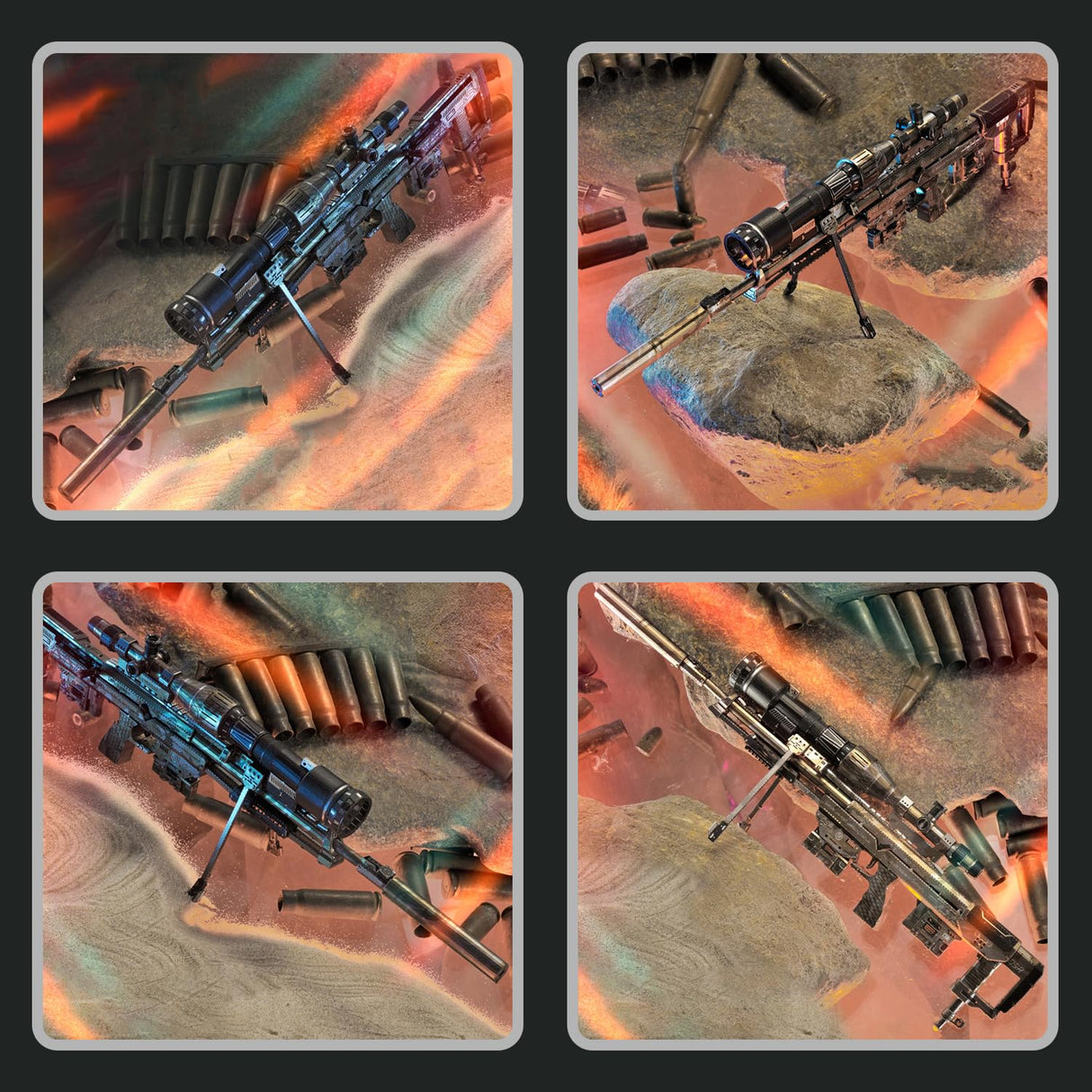 Microworld 3D Metal Puzzle, Mechanical Sniper Rifle Metal Model Kits, Brain Teaser DIY Challenge 3D Puzzle for Adult Art Craft Microworld