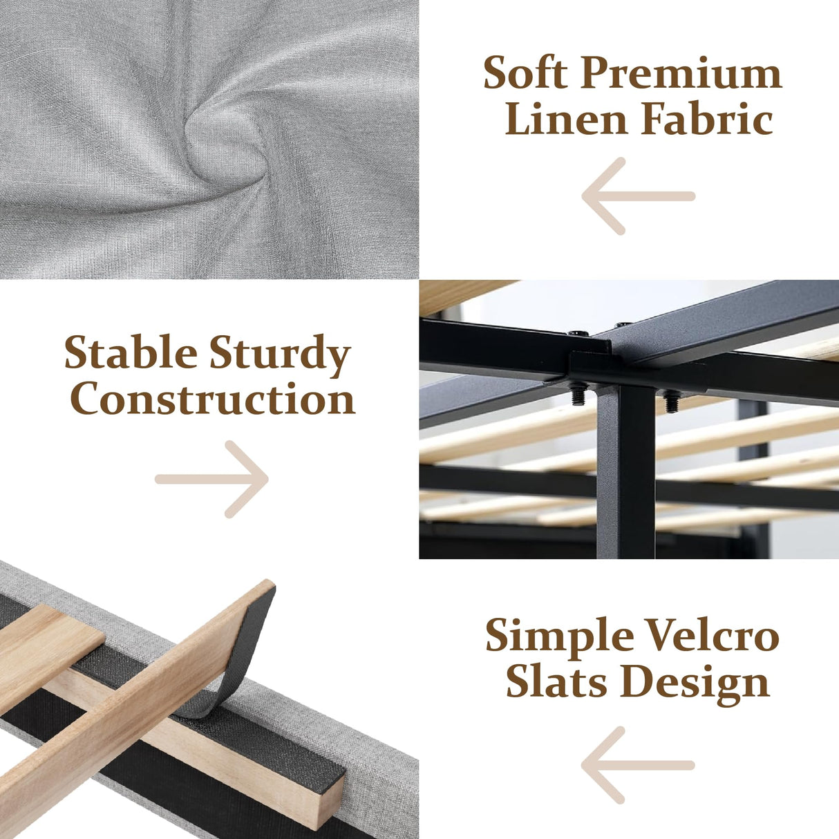 CXVX Queen Size Platform Bed Frame with Upholstered Headboard, Button Tufted Design, Strong Wooden Slats, No Box Spring Needed, Easy Assembly, Noise Free CXVX