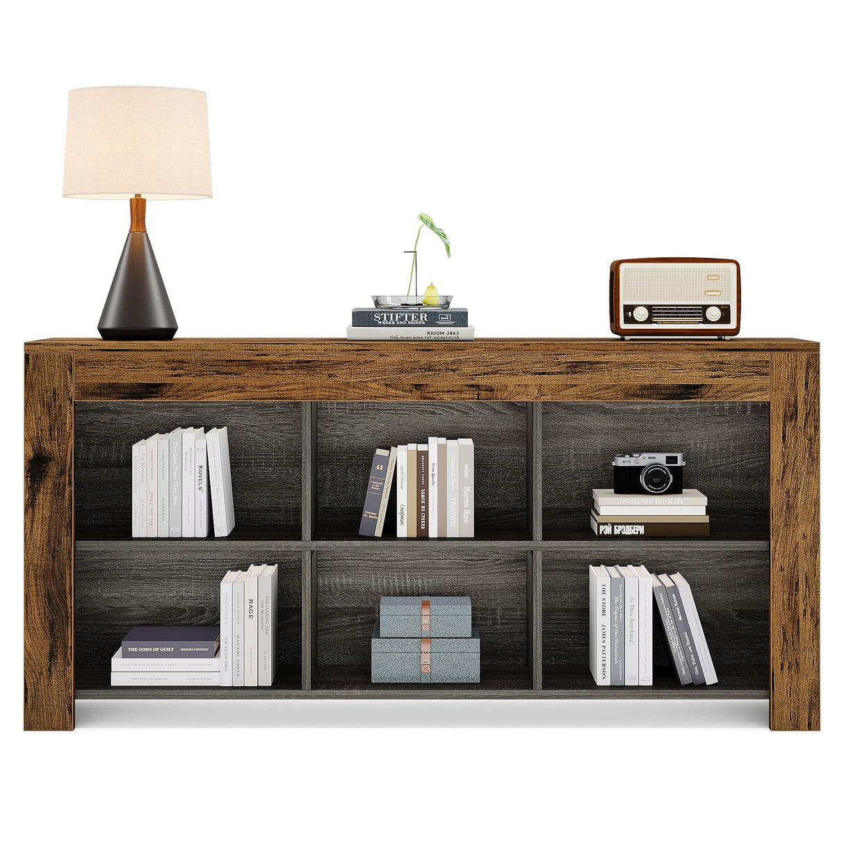 Tribesigns Industrial Rustic 6-Cube Horizontal Bookcase for Home & Office Tribesigns