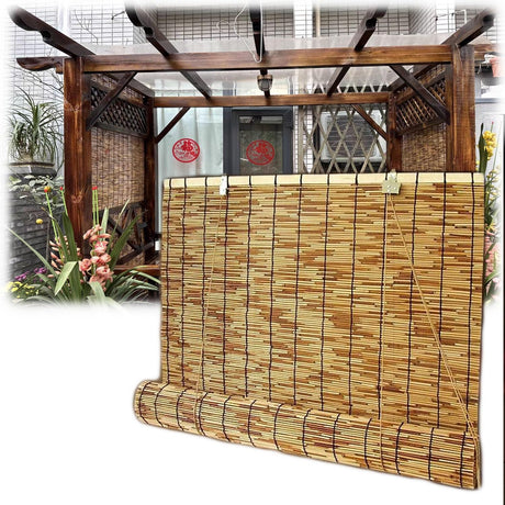 Bamboo Shades, 29" X 72" Bamboo Window Blinds Light Filtering Roman Shades Cordless Roller Blinds 64"X 72" Outdoor Hand-Woven Sun Shade, Window Treatments for Garden/Balcony/Backyard 32" X 64" (Size MObyat