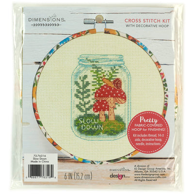 Dimensions Slow Down Counted Cross Stitch Kit for Beginners, 6" Diameter, Multicolor 5 Piece