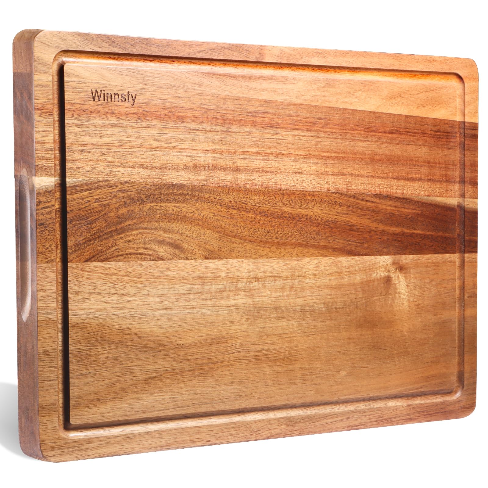 Wood Cutting Boards for Kitchen, 17 x 12 Inch Acacia Wooden Cutting Board, Winnsty Large Wood Chopping Board with Juice Groove and Handles Heavy Duty - WoodArtSupply