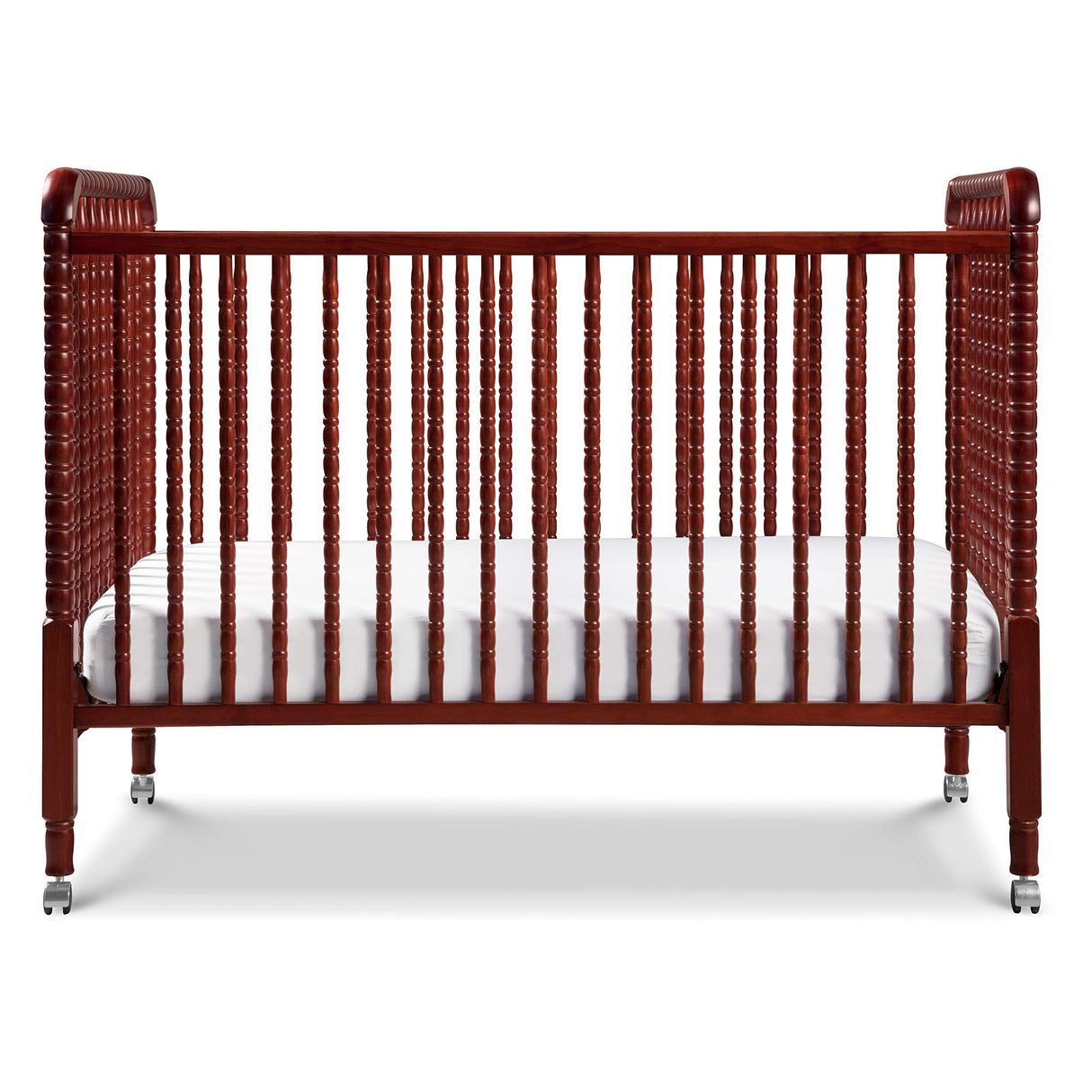 DaVinci Jenny Lind 3-in-1 Convertible Crib in Rich Cherry, Removable Wheels, Greenguard Gold Certified DaVinci