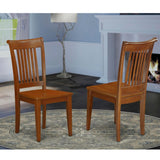 East West Furniture Portland Dining Room Slat Back Wood Seat Chairs, Set of 2, Saddle Brown East West Furniture