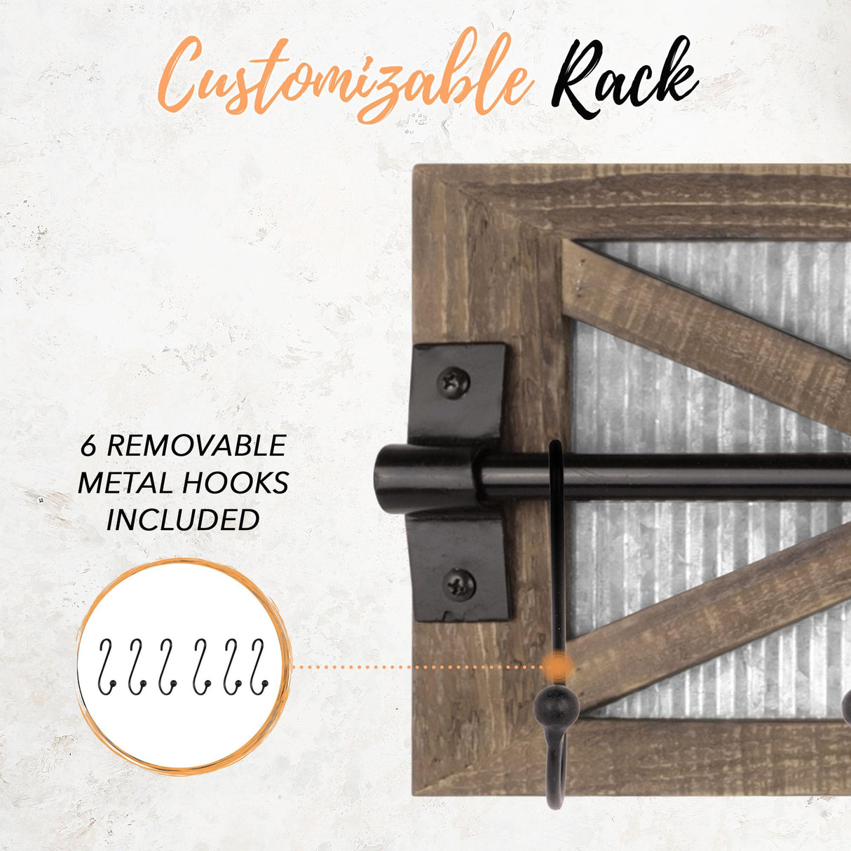 Autumn Alley Rustic Coat Rack Wall Mount – Multi-Purpose Farmhouse Wood and Metal Coat Hooks Wall Mount for Entryway, Bathroom, or Kitchen Autumn Alley