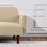 Best Choice Products 77" Mid Century Modern Boucle Loveseat Sofa, Couch, Convertible Sofa Sleeper Bed w/Real Wood, Removable Armrest - Oatmeal Best Choice Products