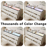 Alorksi 6 Drawer Dresser for Bedroom with Tempered Glass Top, Wide Modern Dresser Organizer with LED Lights, Chest of Drawers for Living Room, Entryway, White Alorksi