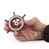 Nagina International 4" Small Rosewood Crafted Brass Ring Ship Wheel | Pirate's Adult Nautical Decor Steering Wheel | Maritime Nursery Decor Nagina International