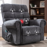 ANJ Large Power Lift Recliner Chair with Massage and Heat for Elderly Big People, Electric Wide Recliners, Heavy Duty and Safety Motion Fabric Reclining Mechanism with USB Ports, Side Pocket, Grey ANJ