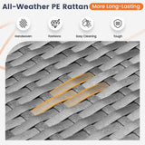 UDPATIO Patio Furniture Set, 8 Inch Armrest Outdoor Sectional Sofa, 6 Piece Wicker Outdoor Furniture Conversation Sets with Waterproof Cover and Coffee Table for Backyard Deck(Grey/Navy Blue) UDPATIO