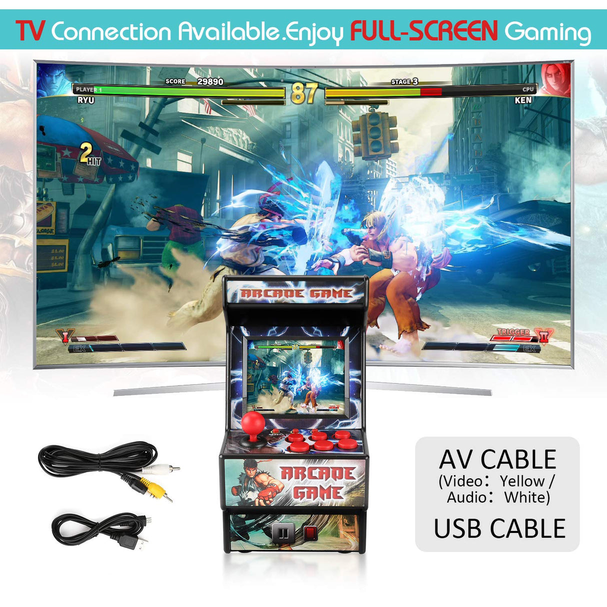 Golden Security Mini Arcade Game Machine 156 Classic Handheld Games Portable Machine for Kids&Adults with 2.8" Eye-Protected Colorful Screen&Rechargeable Battery (RHAC06) Golden Security