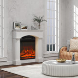 HOMCOM Modern Fireplace Mantel, Freestanding Fireplace Surround with Leg for Electric Fireplaces, 43.25" W x 42.75" H, White HOMCOM