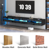 ANTISTA Floating TV Stand | 94.5'' Long Wall Mounted TV Shelf with Power Outlet, Modern Wooden Entertainment Center Media Console with Storage, High Gloss Large TV Cabinet, Up to 100 Inch TVS ANTISTA
