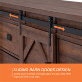 WAMPAT Farmhouse TV Stand for TVs up to 110",Faux Bark Finish Wood 3 in 1 TV Cabinet with Drawers and Adjustable Shelves for Living Room,Rustic Brown WAMPAT