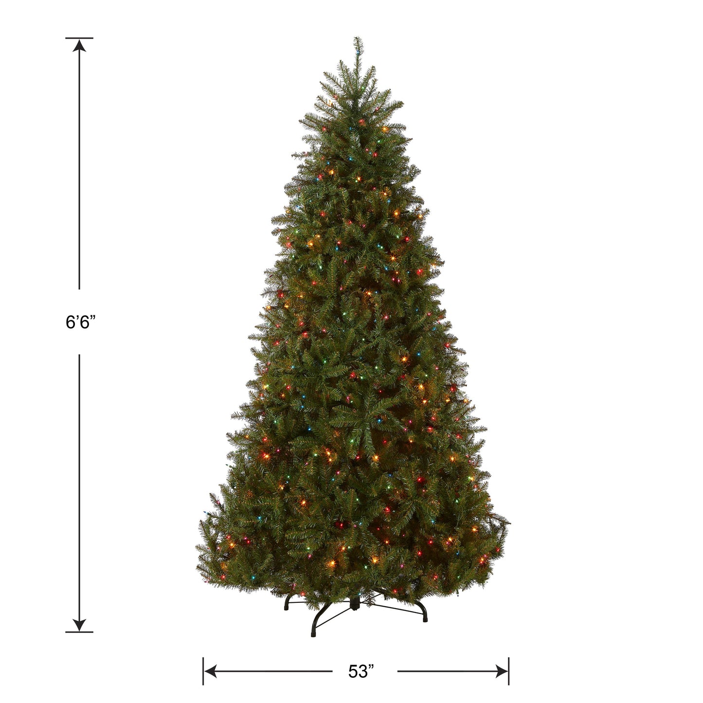 National Tree Company Pre-Lit Artificial Full Christmas Tree, Green, Dunhill Fir, Multicolor Lights, Includes Stand, 6.5 Feet