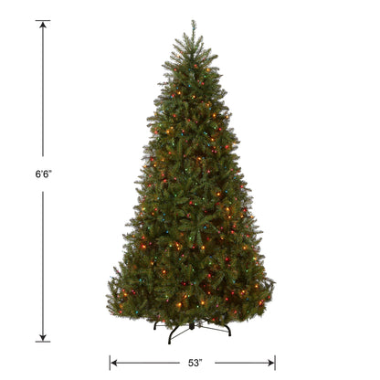 National Tree Company Pre-Lit Artificial Full Christmas Tree, Green, Dunhill Fir, Multicolor Lights, Includes Stand, 6.5 Feet