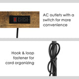 Yaheetech Kitchen Bakers Rack with Power Outlet, Coffee Bar Microwave Stand with Wire Basket and Wine Rack & 10 S-Hooks, Kitchen Island with Storage for Spices/Pots/Pans, Rustic Brown Yaheetech