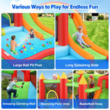 AKEYDIY Inflatable Bounce House for Kids, Fun Jumping Area with Basketball Hoop, Large Pool, Long Slide with Climbing Wall Bouncy House with Air Blower Outdoor Backyard AKEYDIY