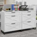 Lateral File Cabinet with 3 Drawers, Modern Farmhouse File Cabinet for Legal/Letter/A4 Size Hanging Files, Printer Stand Large Wood Home Office, White Vabches