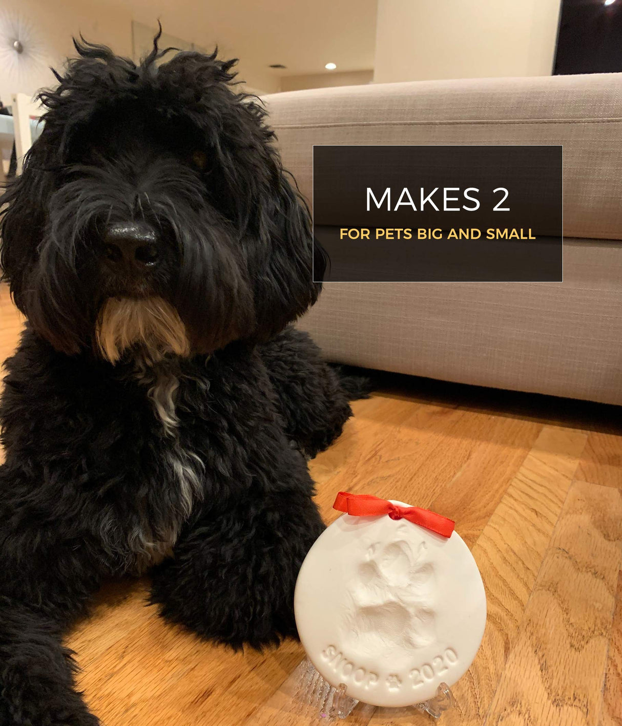 Ultimate Pawprint Keepsake Kit (Makes 2) - Paw Print Christmas Ornament w/ Bonus Personalization Tool & Display Stands! For Dogs, Cats & Pets. Non-toxic. Clay Air-Dries Soft, Light & Uncrackable. Baby Mushroom