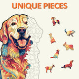 masseruon Wooden Puzzle for Adults-Loyal Golden Retriever, Dog Puzzles for Adults(S, 120pieces, 9.4*8.9in), Beautiful Animal Dog Jigsaw Wood Puzzles Adult, Family Puzzle Game Christmas Birthday Gift masseruon