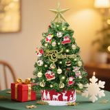 Grandeal 24" /2FT Mini Christmas Tree with Lights Timer 30 LEDs & 34 Ornaments, Small Tabletop Christmas Trees Artificial Christmas Decorations for Indoor Desk Room Office Home Decor Xmas Grandeal