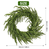 ENVEN 2 Pack 24" Norfolk Pine Wreath for Front Door, Artificial Christmas Wreath Faux Pine Green Wreath for Wall Windows Mantle Outdoor Outside Christmas Decoration ENVEN