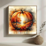 Pumpkin Leaf Tree Diamond Art Kits for Adults, 5D Autumn Diamond Painting Kits for Adults Beginners, DIY Full Round Drill Diamond Dot Painting Gem Art Kits for Adult, Home Wall Decor 13.8x13.8 Inch VCLKDIY