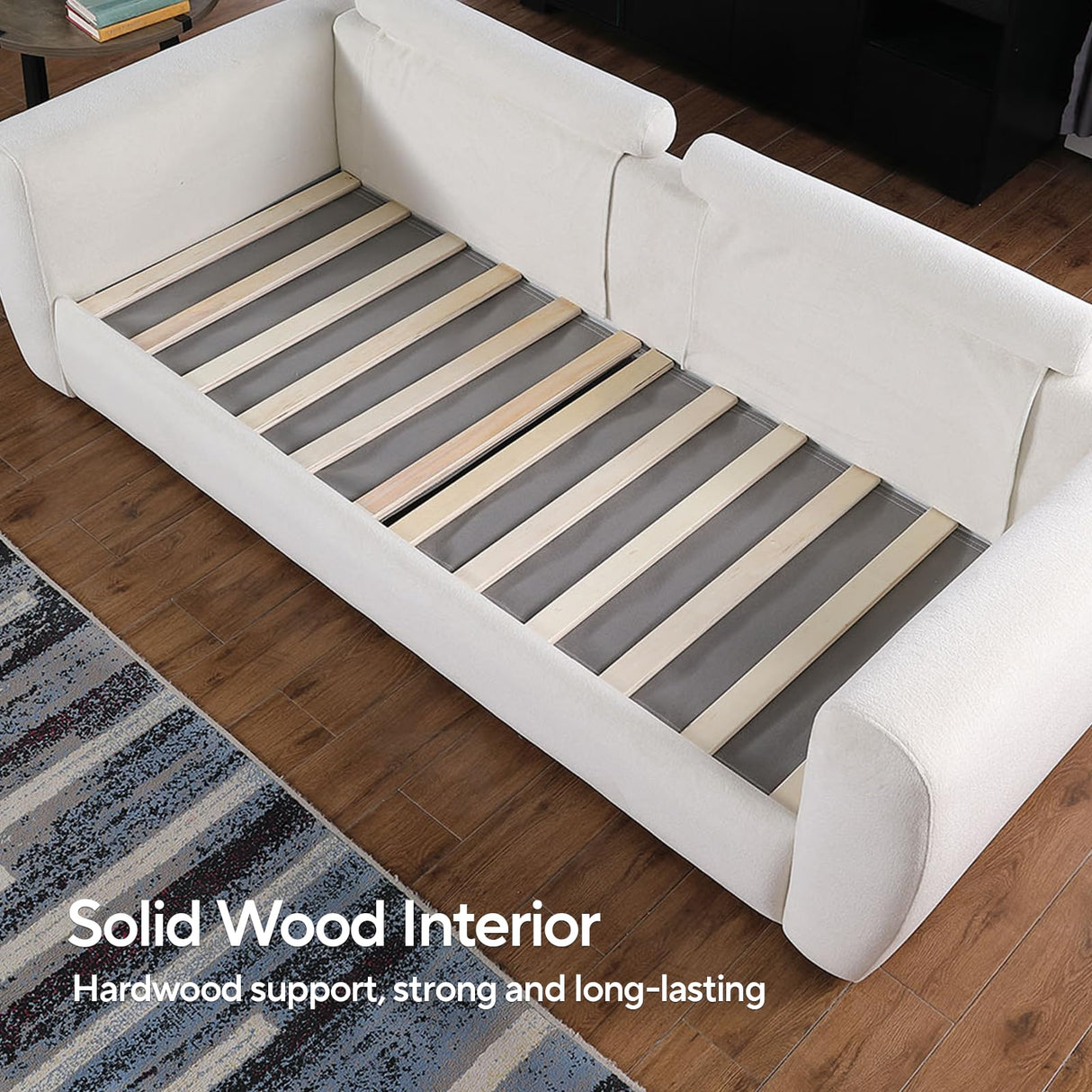 Alberobelo Sofa Couch, 66.5" White Modern Couch with Deep Seats, Chenille Fabric Comfy Sofas with Wooden Interior,loveseat Couch with Wide Armrest, Couches for Living Room, Bedroom and Office Alberobelo