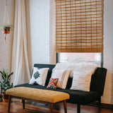 MOOD Custom Bamboo Shades | TWIRL | Cordless Bamboo Roman Shades for Windows and Doors (Natural Woven) | Maple Twirl (Sheer) | Custom Size Mood