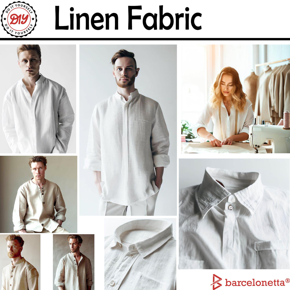 Barcelonetta | Linen Fabric | Natural Linen Cloth | Embroidery, Sewing | Soft, Breathable | 55" Wide | 70% Linen, 30% Rayon | Hemp, Jute, Needlework, Lining (Natural, 2 Yard) Barcelonetta